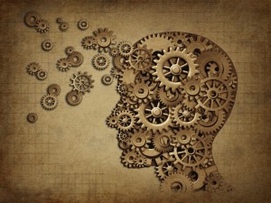 Survival Human brain function grunge with gears