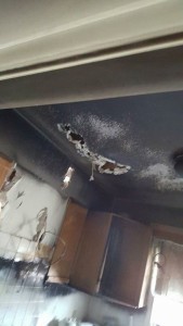 House Fire Damage through ceiling